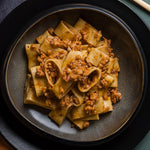 Calamarata Pasta with Octopus Ragu ready to eat