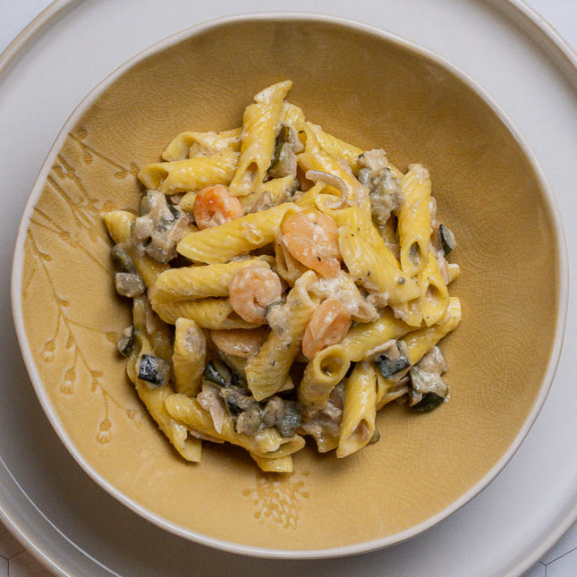Garganelli Zucchine e Mazzancolle - Garganelli Courgettes and Prawns