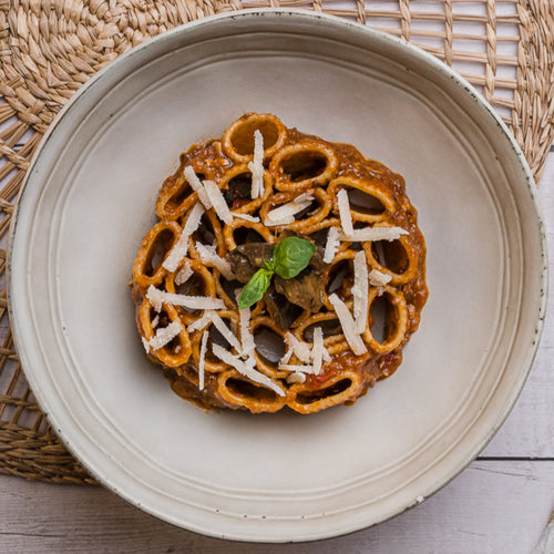 Pasta alla Norma - Pasta met Auburgine Tomatensaus