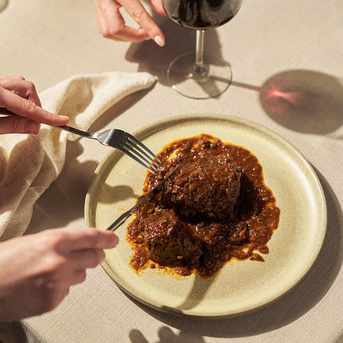 Guancia di Suino al Vino Rosso - Varkenswang in rode wijnsaus